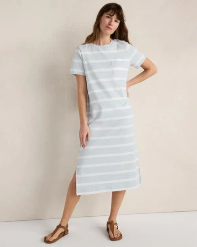 Haven Well Within Organic Cotton Interlock Striped Short Sleeve Dress In Brown