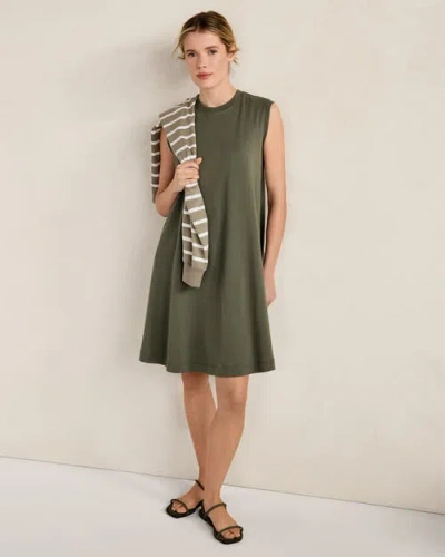 Haven Well Within Organic Cotton Interlock Trapeze Dress In Green