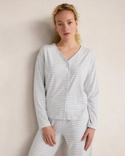 Haven Well Within Organic Cotton Jersey Striped Cardigan In White