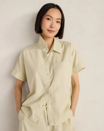 Haven Well Within Organic Cotton Linen Button-down Top In Neutral