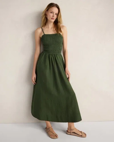 Haven Well Within Organic Cotton Linen Strappy Midi Dress In Burgundy