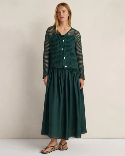 Haven Well Within Organic Cotton Pointelle Cardigan In Green