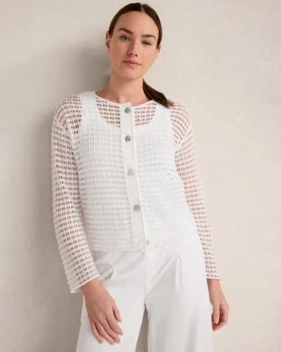 Haven Well Within Organic Cotton Pointelle Cardigan In White