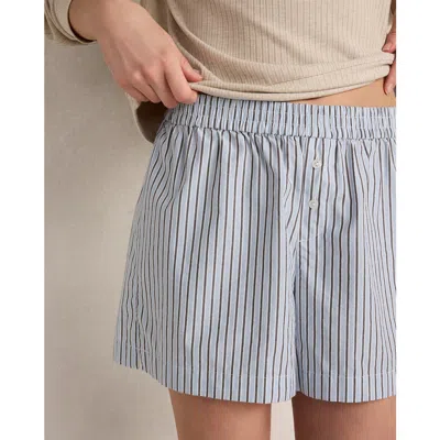 Haven Well Within Organic Cotton Poplin Boxer Shorts In Blue