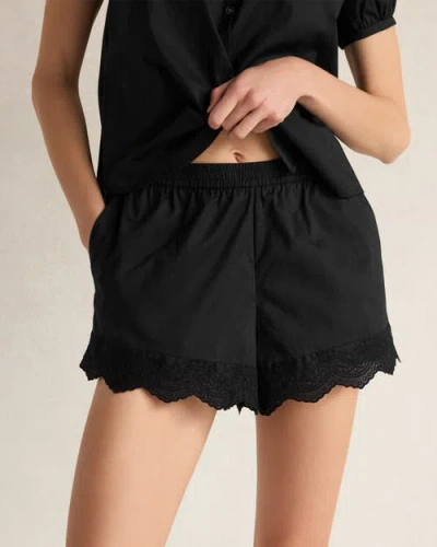 Haven Well Within Organic Cotton Poplin Embroidered Shorts In Black