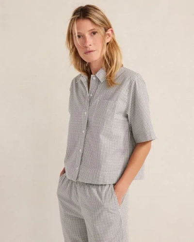 Haven Well Within Organic Cotton Poplin Gingham Pajama Top In Gray