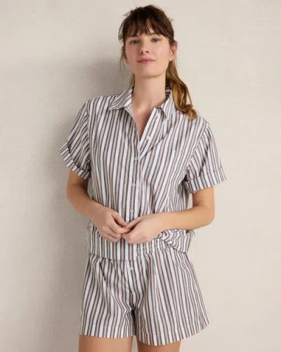 Haven Well Within Organic Cotton Poplin Statement Stripe Pajama Top In Brown