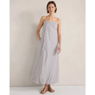 Haven Well Within Organic Cotton Poplin Stripe Bubble Hem Maxi Dress In Blue