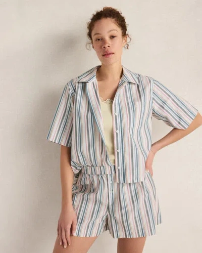Haven Well Within Organic Cotton Poplin Summer Stripe Pajama Top In Multi