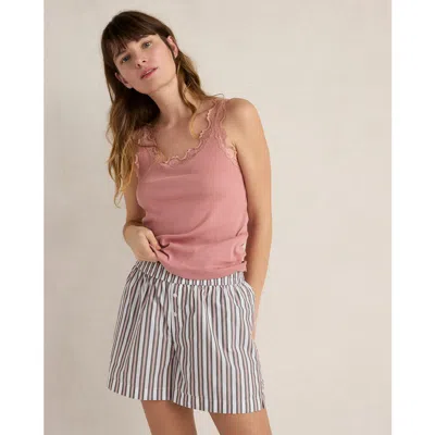 Haven Well Within Organic Cotton Rib Knit Lace Tank In Pink