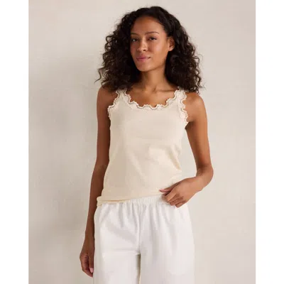 Haven Well Within Organic Cotton Rib Knit Lace Tank In Neutral