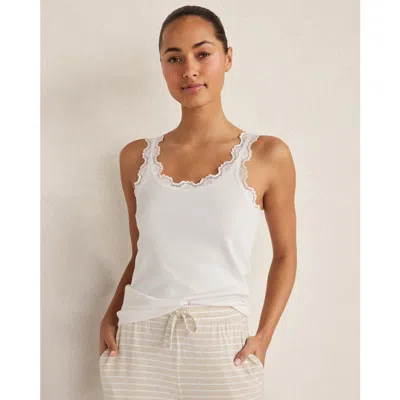 Haven Well Within Organic Cotton Rib Knit Lace Tank In White