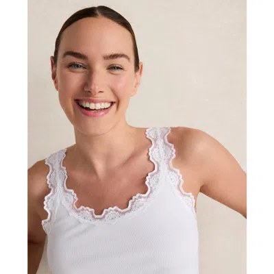 Haven Well Within Organic Cotton Rib Knit Lace Tank In White