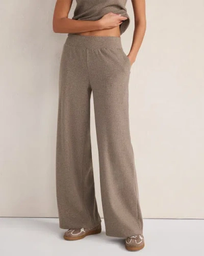 Haven Well Within Organic Cotton Rib Knit Wide Leg Pants In Brown