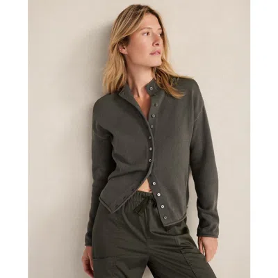 Haven Well Within Organic Cotton Roll Neck Cardigan In Gray