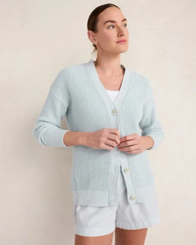 Haven Well Within Organic Cotton Shaker Stitch Cardigan In Blue