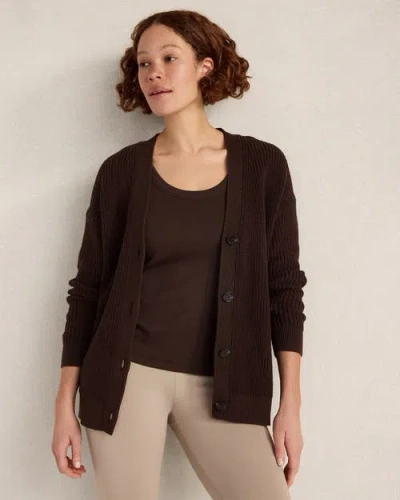 Haven Well Within Organic Cotton Shaker Stitch Cardigan In Brown