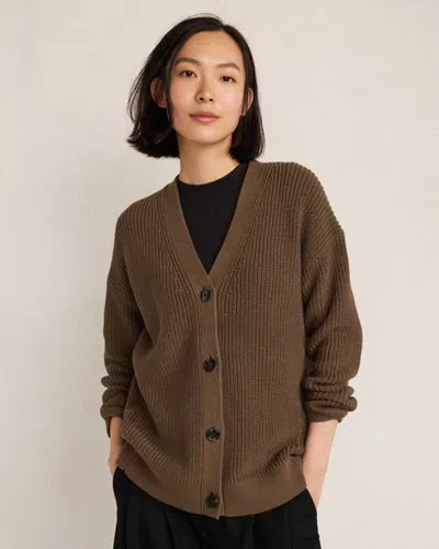 Haven Well Within Organic Cotton Shaker Stitch Cardigan In Brown