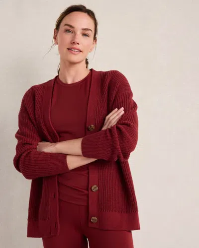 Haven Well Within Organic Cotton Shaker Stitch Cardigan In Red