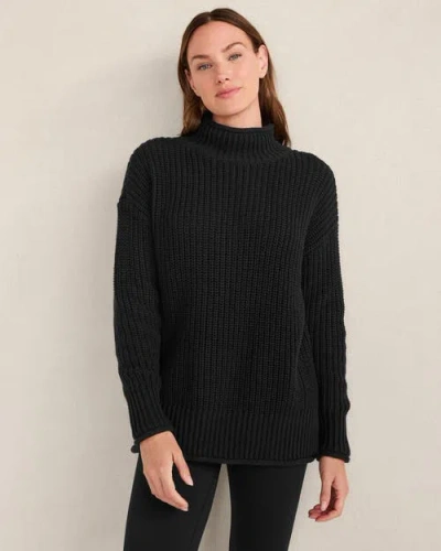 Haven Well Within Organic Cotton Shaker Stitch Roll Neck Sweater In Black