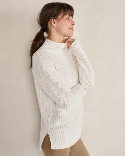 Haven Well Within Organic Cotton Shaker Stitch Roll Neck Sweater In White