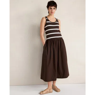 Haven Well Within Organic Cotton Stripe Midi Dress In Black
