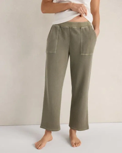 Haven Well Within Organic Cotton Waffle Straight Leg Pants In Green