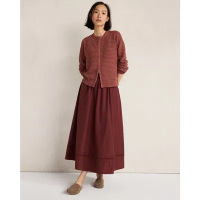 Haven Well Within Pima Cotton Poplin Lace Pintuck Midi Skirt In Burgundy