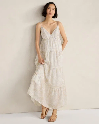 Haven Well Within Ramie Blend Paisley Tiered Maxi Dress In White