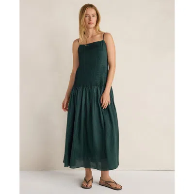 Haven Well Within Ramie Blend Pleated Maxi Dress In Green