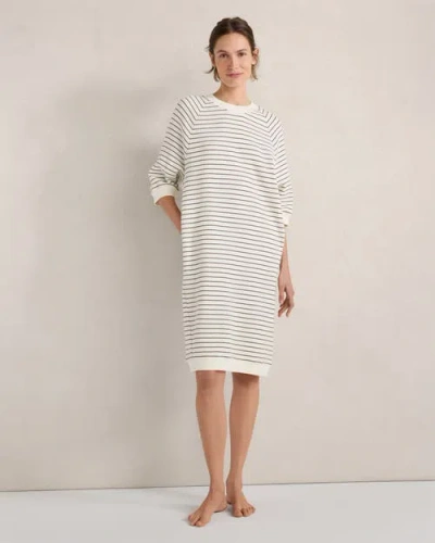 Haven Well Within Resti Organic Cotton Waffle Striped Short Sleeve Dress In White