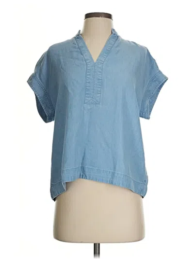 Pre-owned Haven Well Within Short Sleeve Blouse In Blue