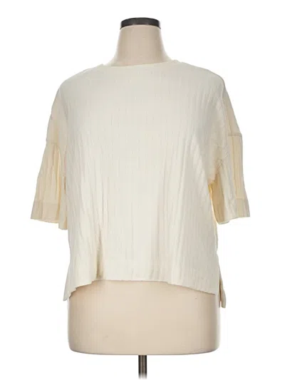Pre-owned Haven Well Within Short Sleeve Top Ivory Mock Neckline Tops
