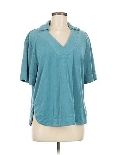Pre-owned Haven Well Within Short Sleeve Top Teal V Neck Tops In Blue