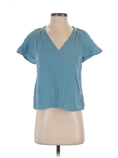 Pre-owned Haven Well Within Short Sleeve Top Teal V Neck Tops In Blue