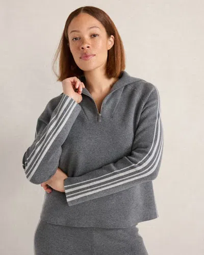 Haven Well Within Side Stripe Half-zip Pullover In Dark Earl Grey Hthr