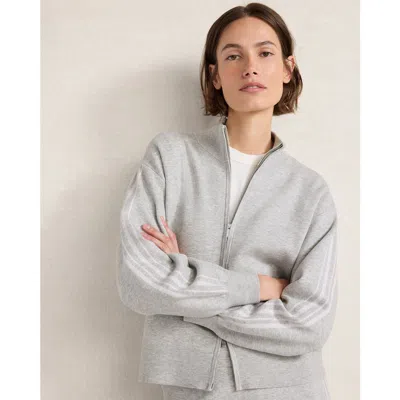 Haven Well Within Side Stripe Zipper Cardigan In Ash Hthr