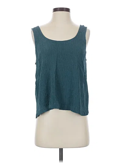 Pre-owned Haven Well Within Sleeveless Top Teal Solid Pattern Scoop Neck Tops