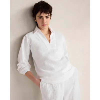 Haven Well Within Textured Cotton Gauze Collared Top In White