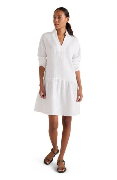 Haven Well Within Textured Cotton Gauze Drop Waist Dress In White