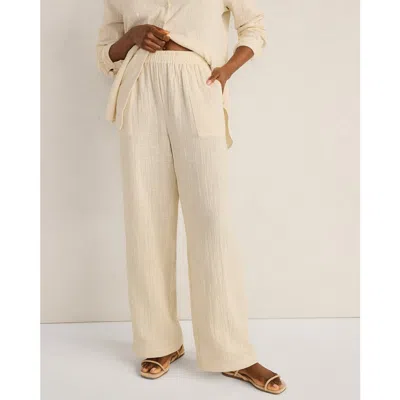 Haven Well Within Textured Cotton Gauze Pants In Neutral