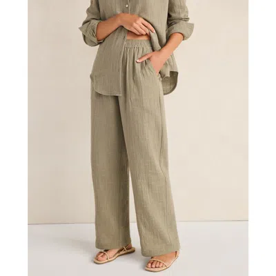 Haven Well Within Textured Cotton Gauze Pants In Green