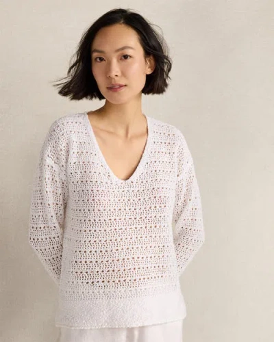 Haven Well Within Textured Cotton V-neck Sweater In White