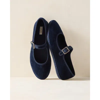 Haven Well Within Velvet Mary Jane Ballet Flats In Blue