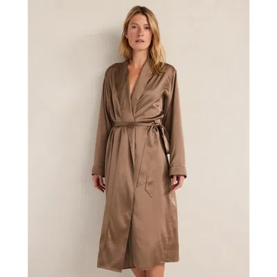 Haven Well Within Washable Silk Robe In Brown