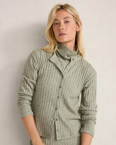 Haven Well Within Wide Rib Long Sleeve Cardigan In Forest Hthr