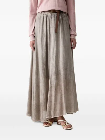 Haveone Belted Elasticated-waist Maxi Skirt In Gray