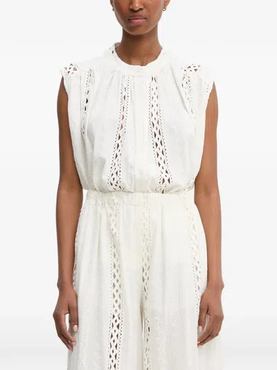 Haveone Broderie-anglaise Sleeveless Blouse In White
