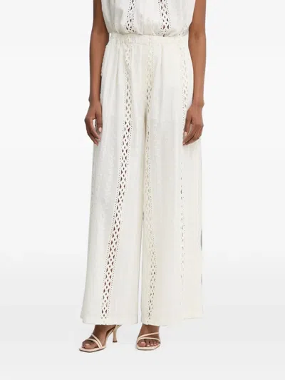 Haveone Broderie-anglaise Wide-leg Trousers In White