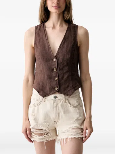 Haveone Button-up Waistcoat In Brown